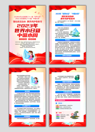 世界水日中国水周节日由来意义宣传知识海报展板