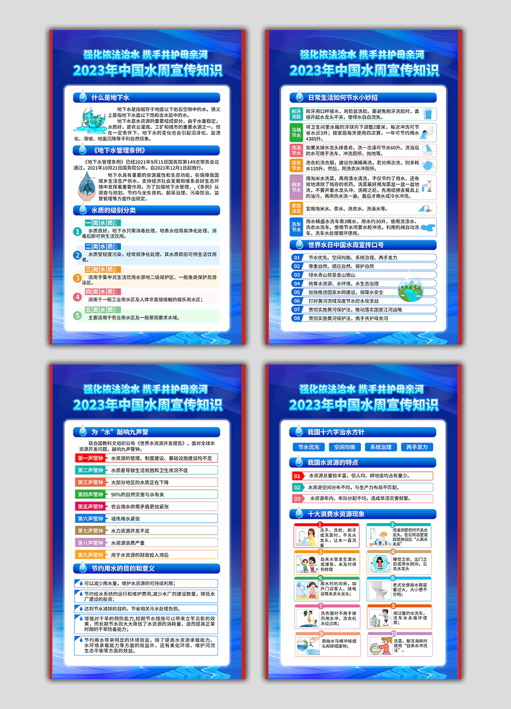 科技感背景世界水日中国水周竖版宣传知识教育海报展板