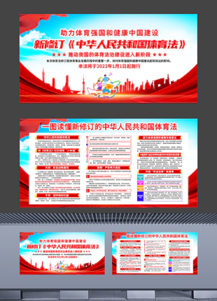 新修订的中华人民共和国体育法内容解读宣传展板