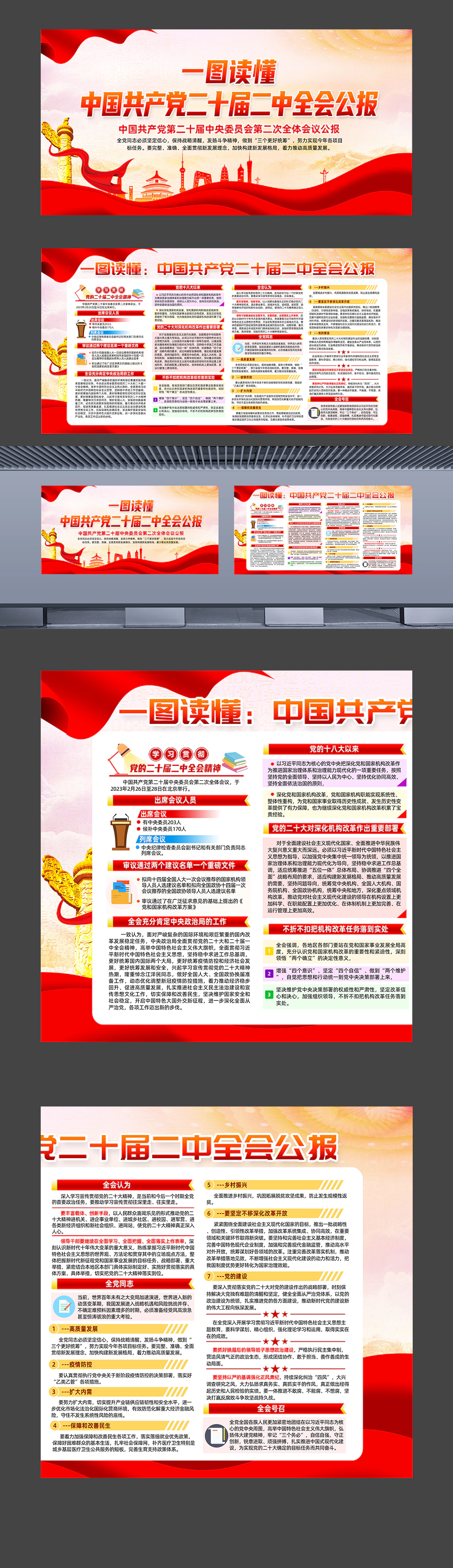 一图读懂中国共产党二十届二中全会公报展板