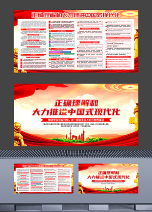 正确理解和大力推进中国式现代化横版党建展板海报