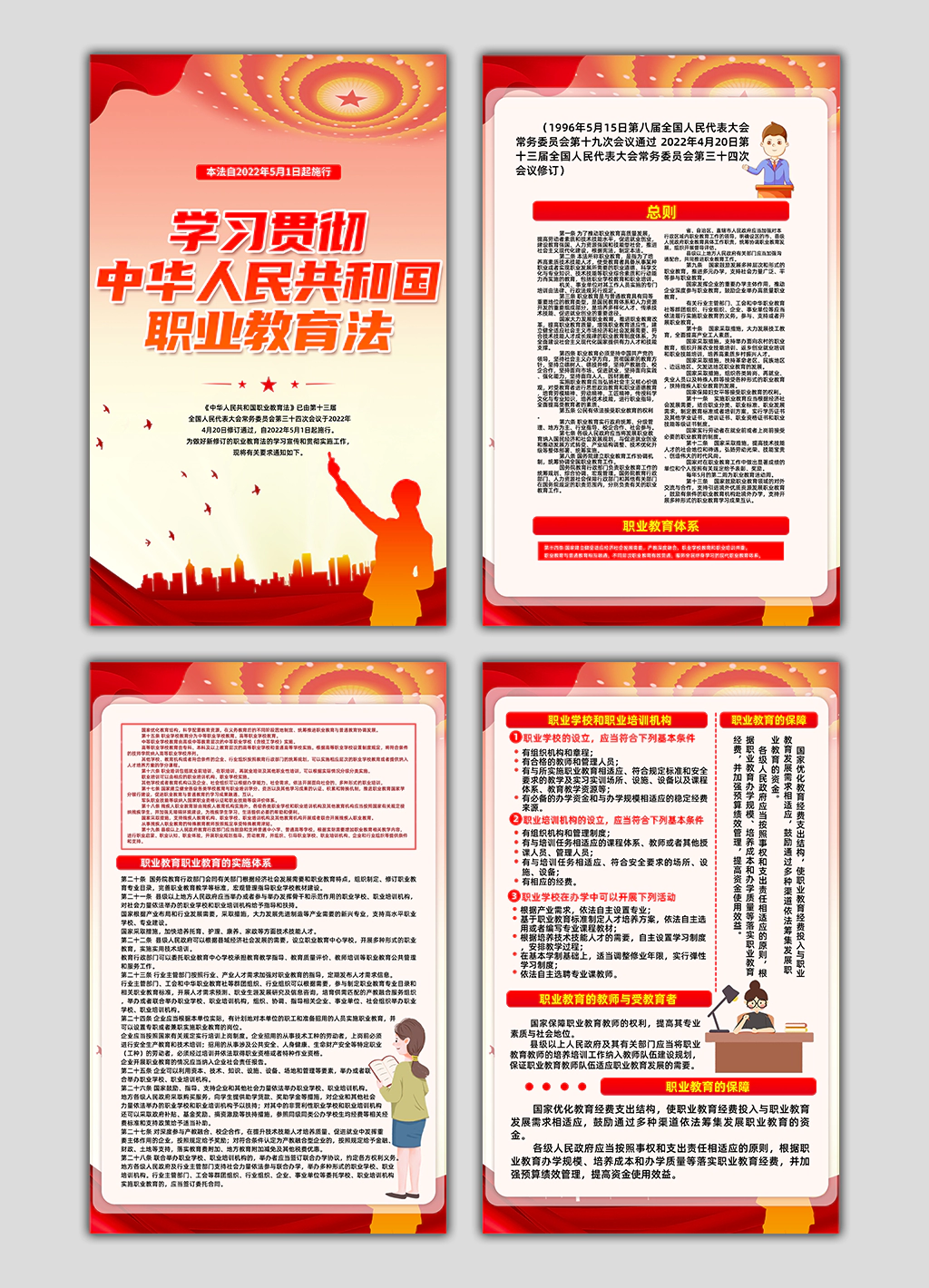 学习贯彻中华人民共和国职业教育法宣传展板