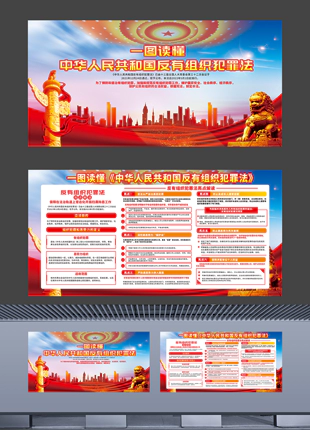 一图读懂中华人民共和国反有组织犯罪法精美普法展板