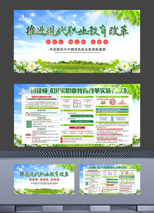 一图读懂国家职业教育改革实施方案横版宣传展板