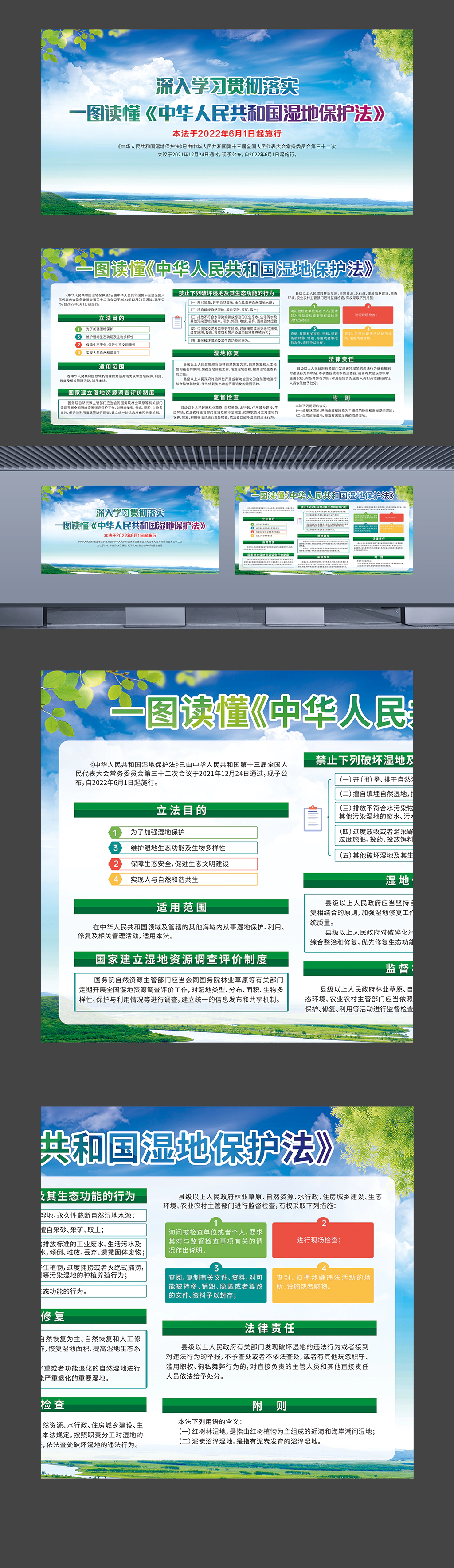 一图读懂中华人民共和国湿地保护法环保宣传展板