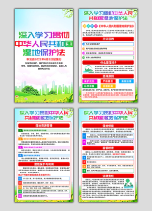 中华人民共和国湿地保护法竖版宣传学习海报展板