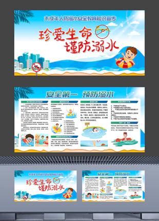未成年人防溺水安全教育知识宣传海报展板