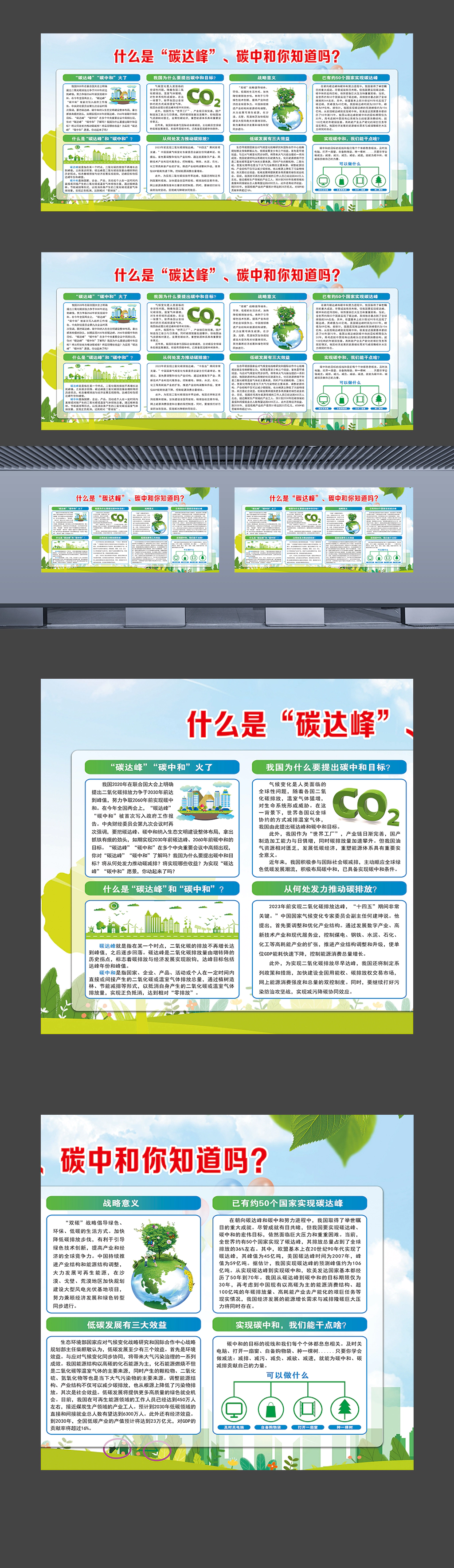 碳达峰碳中和环保知识普及宣传展板