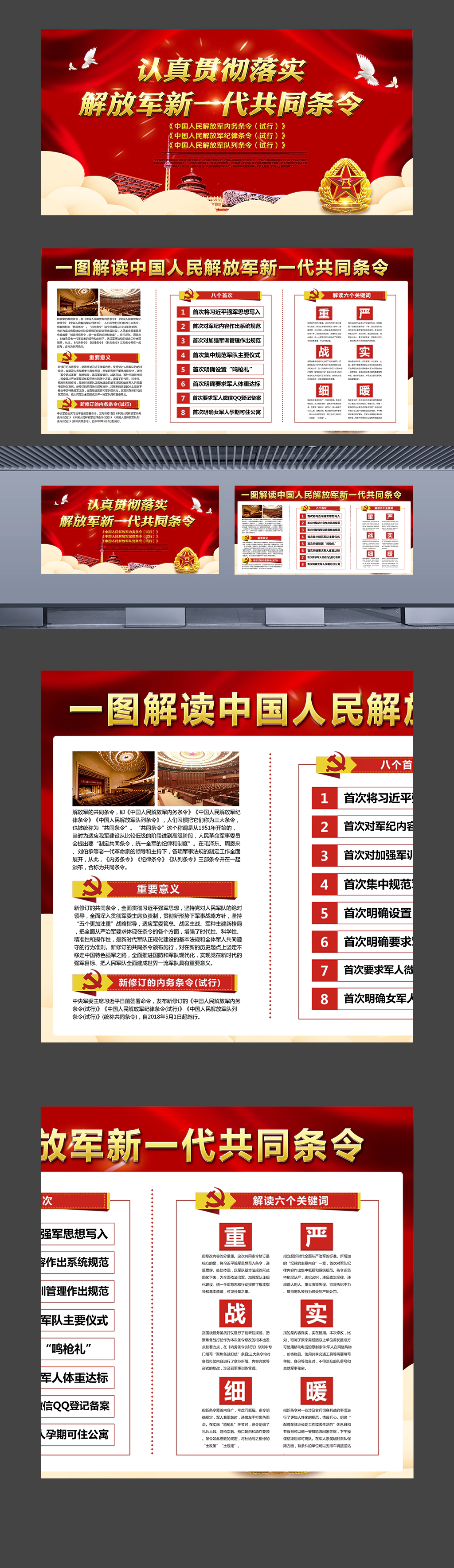 一图解读中国人民解放军新一代共同条令横版海报展板