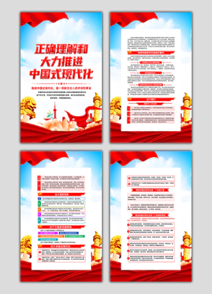 正确理解和大力推进中国式现代化竖版党建宣传展板海报