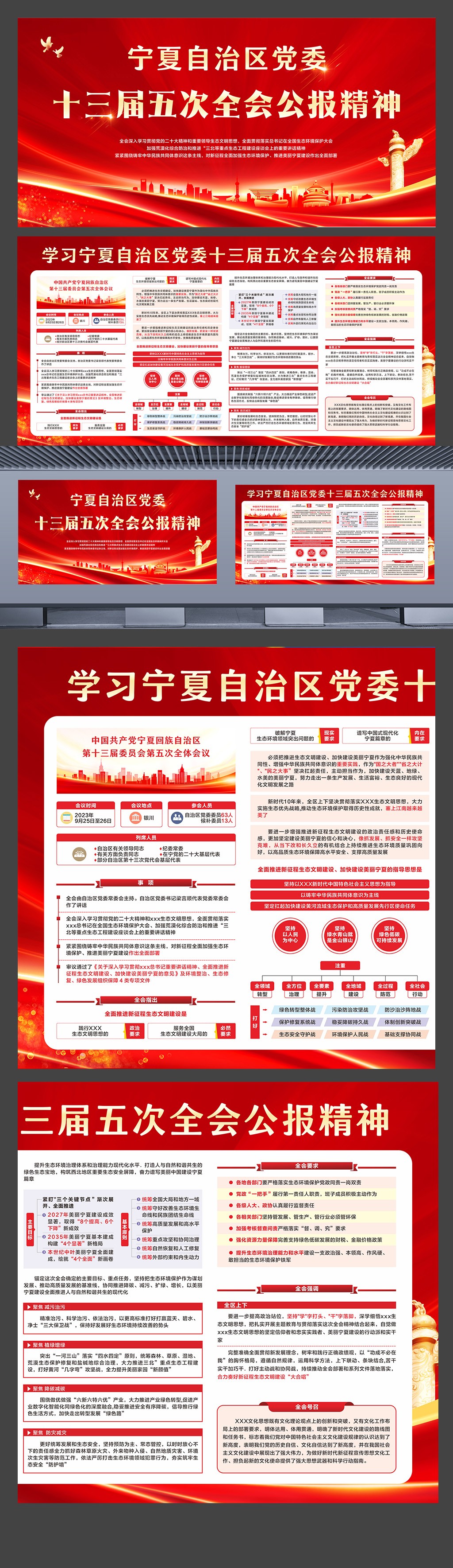 学习宁夏自治区党委十三届五次全会公报精神展板设计