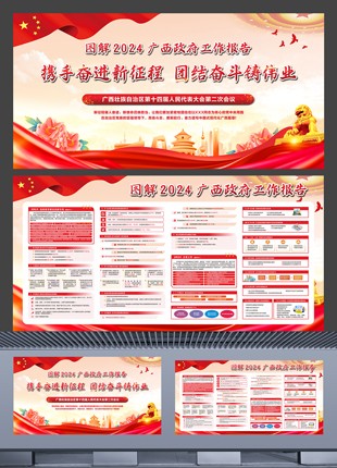 广西壮族自治区2024年政府工作报告横板展板设计