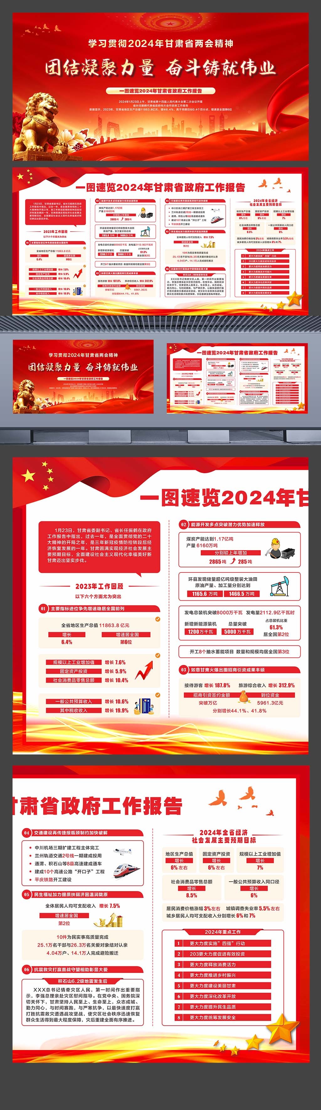 2024年甘肃省两会精神学习横板展板素材