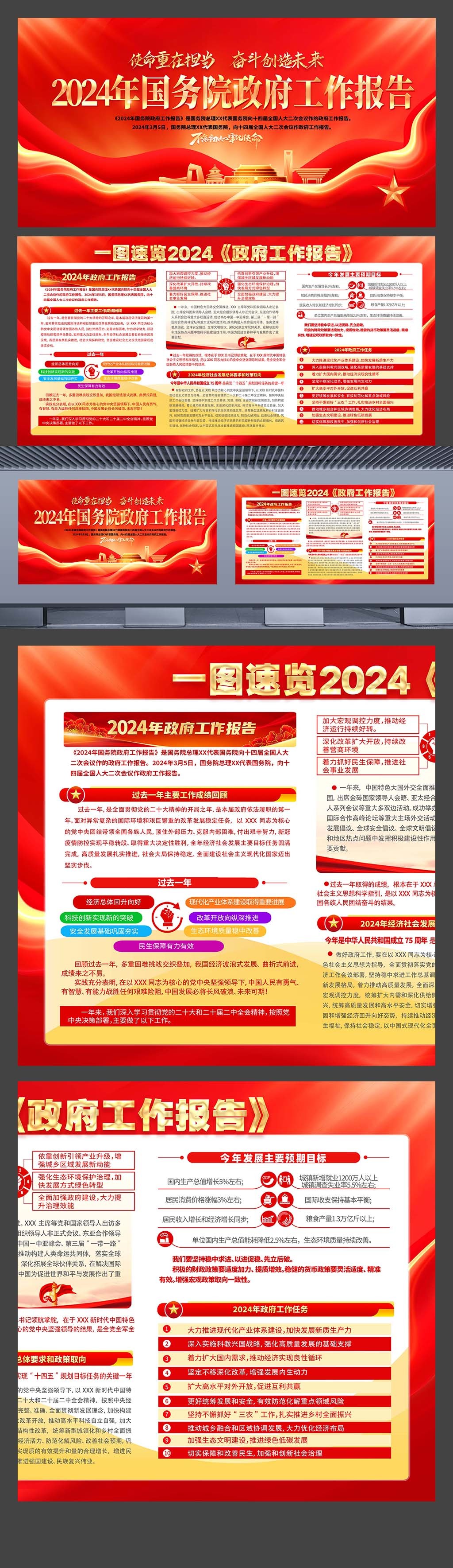 2024年全国两会政府工作报告速览宣传展板